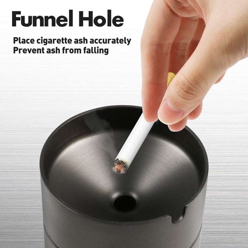 JOCHA Car Ashtray smell proof Stainless Steel Portable Smokeless Detachable Windproof Self Extinguishing Butt Bucket Ash Tray for Most Car Cup Holder for Outdoor Travel Home Office 2 PACK - Image 3